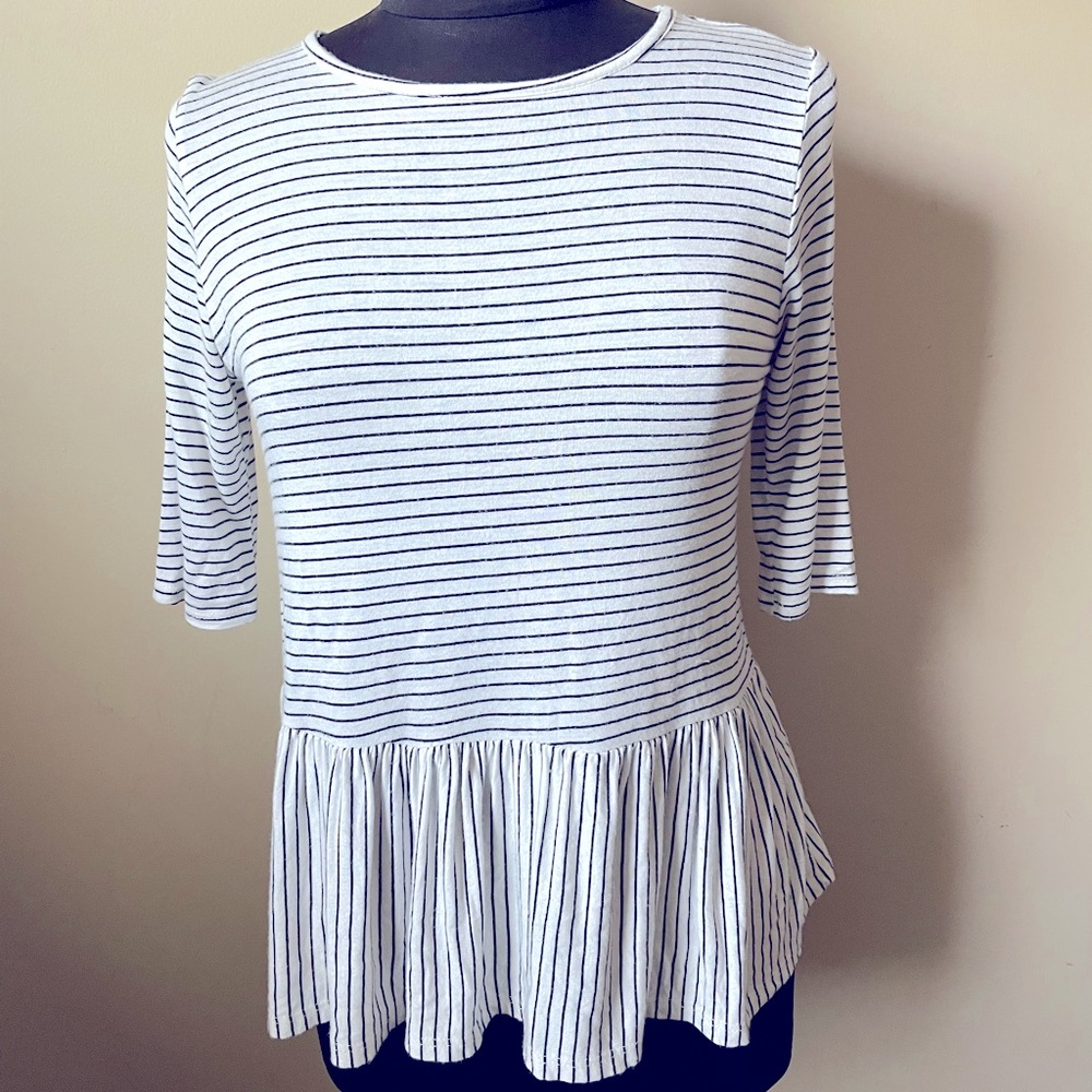 Peplum Cotton Stripped Tee